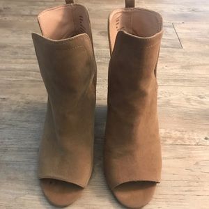 London Rebel Tan Open Toe Booties